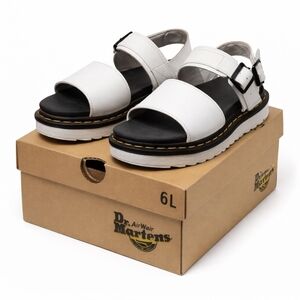 Dr. Martens White Leather Platform Sandals Size 6L Double Strap